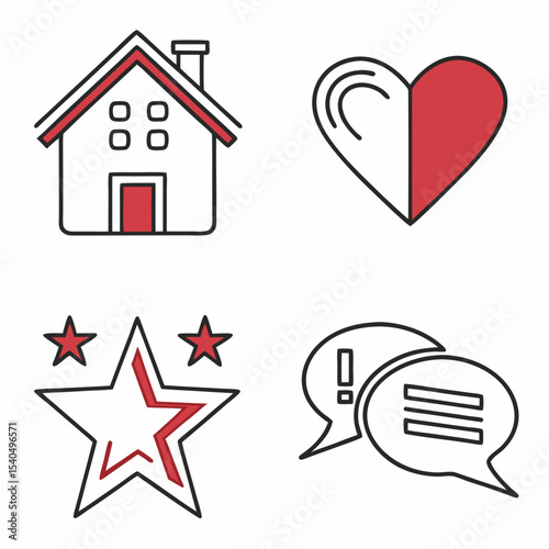 Home sweet home heart star chat icons