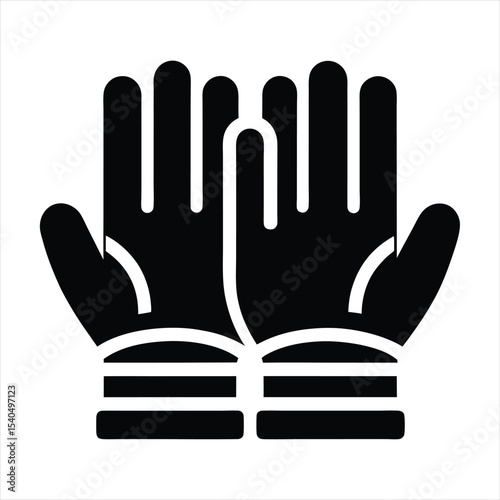 Black Work Gloves Safety Icon Vector
