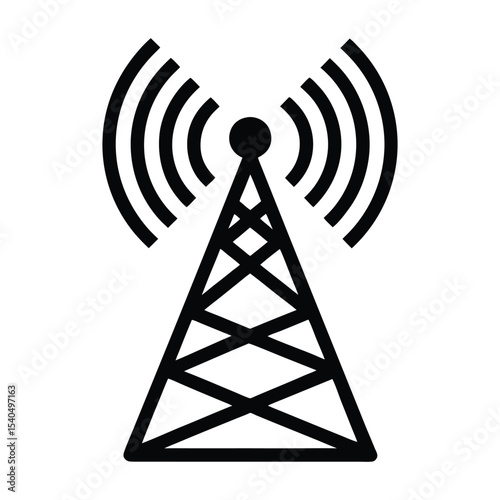 Radio tower icon depicting wireless communication and internet network signal transmission