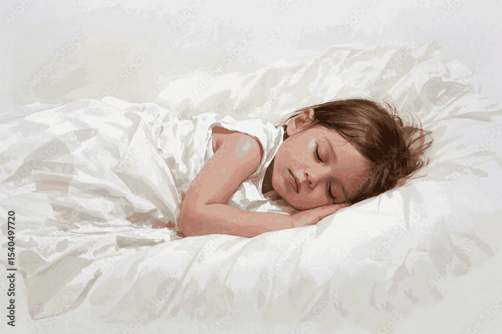 Naklejka premium Dream Drift girl sleeping isolated watercolor vector illustration svg