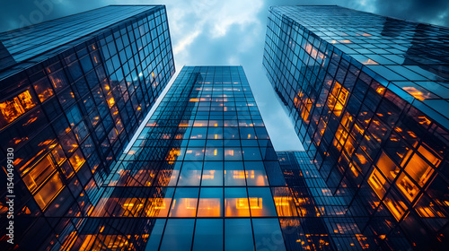 Wallpaper Mural Modern Glass Skyscrapers at Night Torontodigital.ca