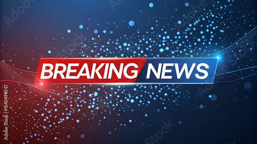 Dynamic breaking news background for broadcasting and reporting with particle effects
