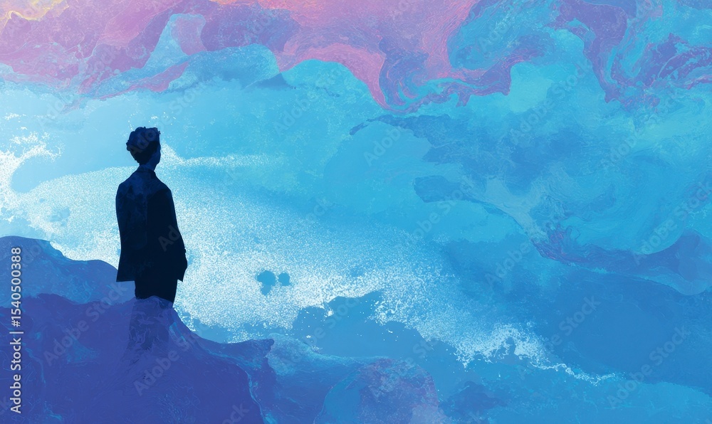 Obraz premium Person Silhouette in Abstract Colors