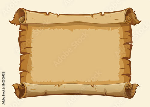Blank Antique Paper Sheet with Torn Edges, Old Parchment Vector for Maps or Invitations.
