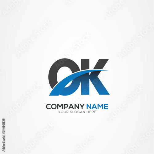 OK KO Letter Logo Design with a Creative Cut Creative logo design