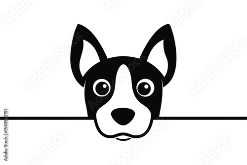 Portrait of a cute cartoon puppy with a bone