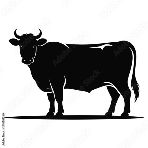 Vector Art of a Grazing Cow Silhouette Ideal for Dairy Farm Branding and Logos