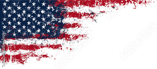 Distressed American Flag Grunge Background, Featuring Worn Texture, Patriotic Symbolism, and Independence Day Concept.