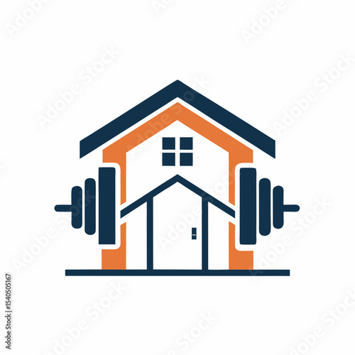 Home gym fitness logo design concept