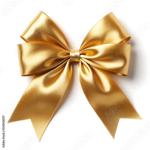 Elegant Gold Satin Ribbon Bow A High-Quality Product Photograph
