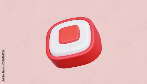 Red 3D button with square, and pastel.
