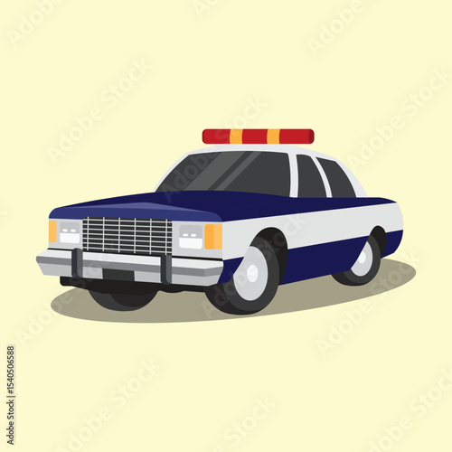police car vector on yellow background