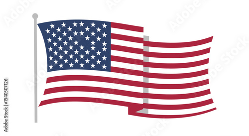 Waving American Flag Independence Day Vector Illustration