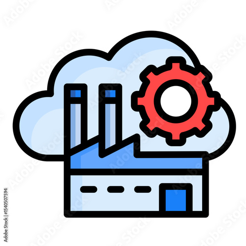 Industrial Cloud Services  Icon Element For Design	
