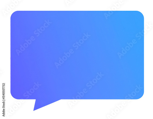 A blue rectangular chat bubble with rounded corners and a pointed tail at the bottom left.