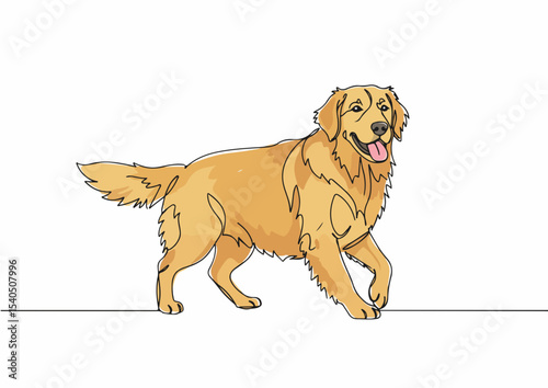 illustration, drawing, animal, pet, dog, outline, cute, art, retriever, graphic, puppy, continuous, line, golden retriever, vector, labrador, domestic, isolated, doodle, hand, head, abstract, purebred