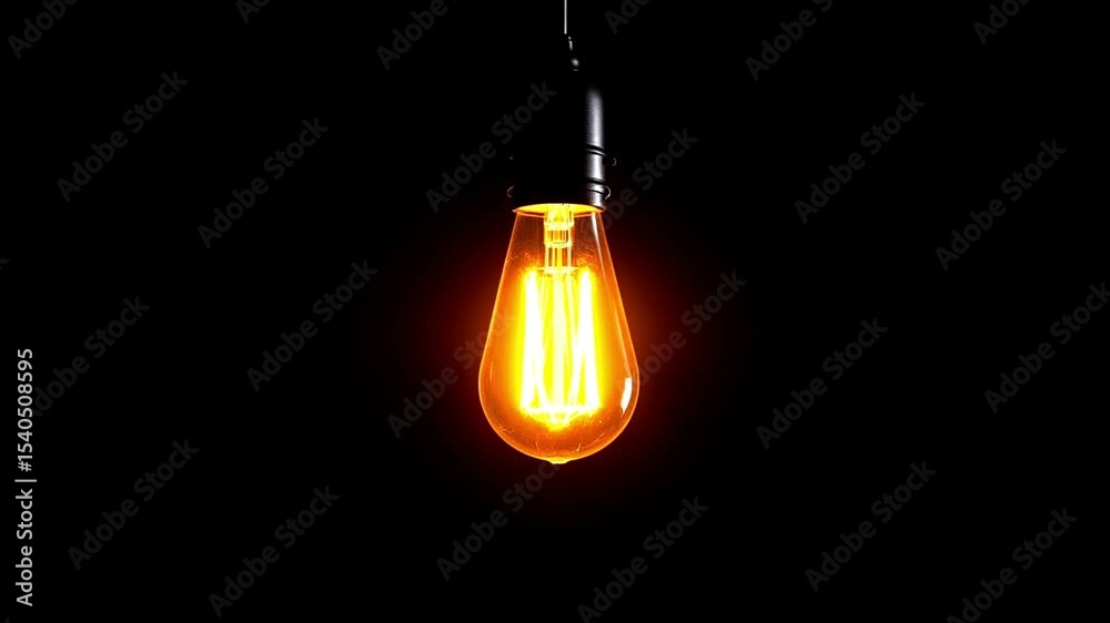 Glowing vintage edison bulb dark background