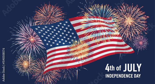 Celebrating America Fireworks and Flag Independence Day Design