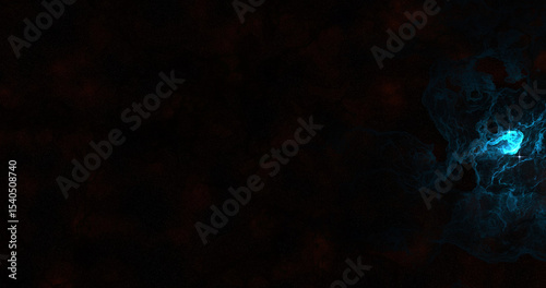 A vibrant blue nebula shines against a backdrop of stars and dark space, creating a sense of cosmic wonder.
