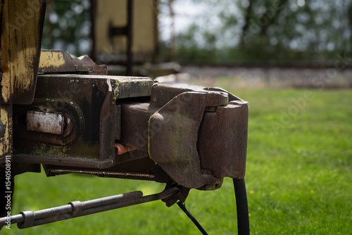 closeup of old train car hitch detail
