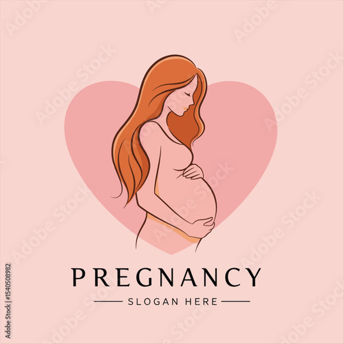 pregnancy logo pregnant woman maternal vector illustration