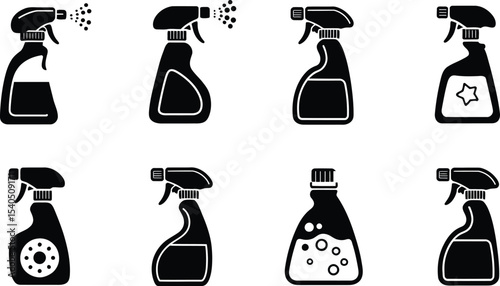 Cleaning Spray Bottle Icon Vector Set isolated on illustration