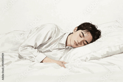 Restful Hues Young man sleeping isolated watercolor vector illustration svg