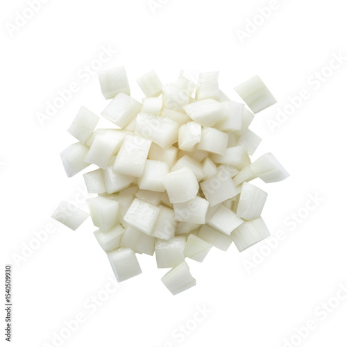 Heap of Diced White Onion, Freshly Chopped Onion Cubes, Culinary Ingredient