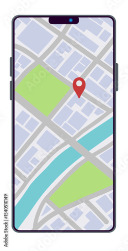 地図アプリが表示されているスマホのイラスト