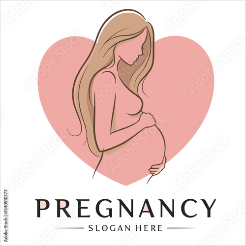 pregnancy logo pregnant woman maternal vector illustration