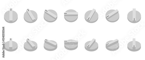 rotary switches round knob with a different view. vector illustration isolated on white background.