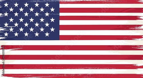 Patriotic American Flag Grunge Style Vector Illustration