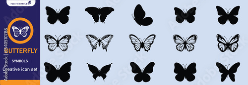 Butterfly vector and  silhouette blak and white