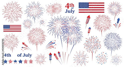 Patriotic Fireworks Collection 4th of July Celebration Graphics