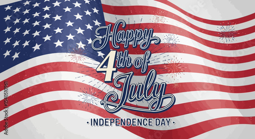 Happy 4th of July! Celebrate Independence Day with this Festive American Flag Illustration