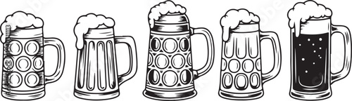 Beer Glass Silhouette Set, a Refreshing Brew Art Design, Ideal for Tavern Decor and Craft Beer Illustration Theme