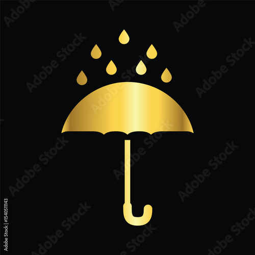gold color umbrella icon , template, flat, design, vector, illustrations, education, style, trendy, collections