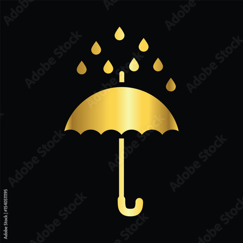 gold color umbrella icon , template, flat, design, vector, illustrations, education, style, trendy, collections