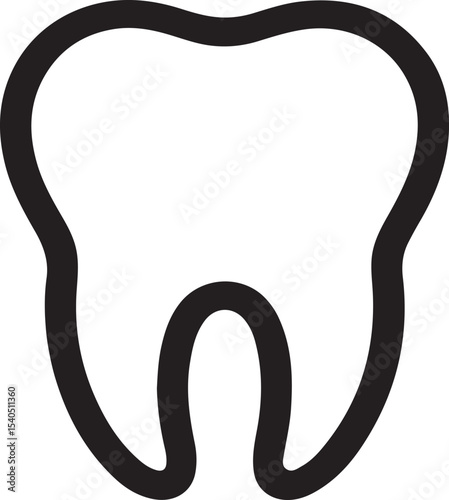Simple black and white illustration of a healthy tooth for dental or healthcare use