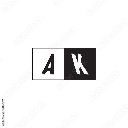 Monogram Logo Design Unique Simple Bold AK Initial Alphabet Vector Alphabet