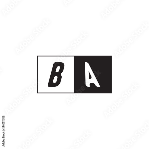 Monogram Logo Design Unique Simple Bold BA Initial Alphabet Vector Alphabet