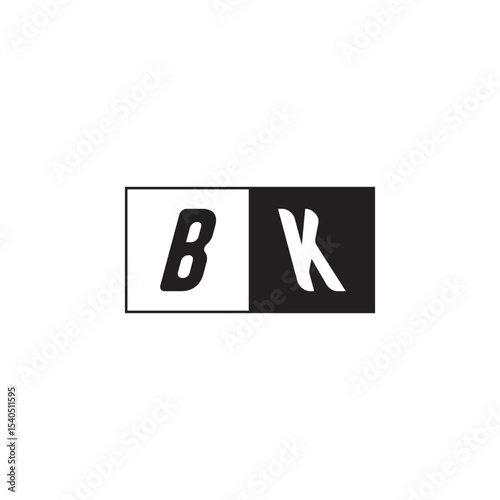 Monogram Logo Design Unique Simple Bold BK Initial Alphabet Vector Alphabet