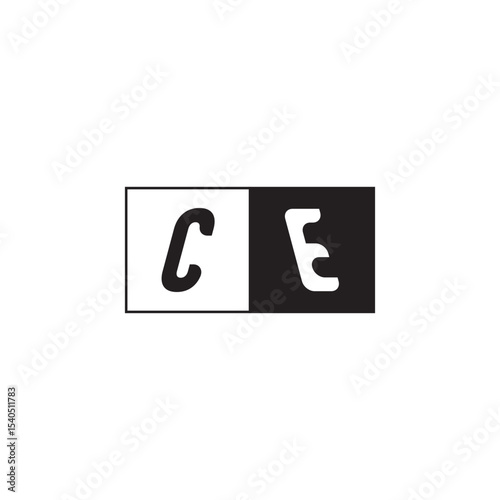 Monogram Logo Design Unique Simple Bold CE Initial Alphabet Vector Alphabet