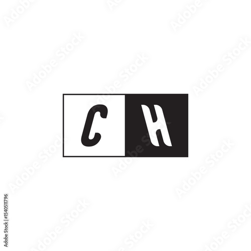 Monogram Logo Design Unique Simple Bold CH Initial Alphabet Vector Alphabet