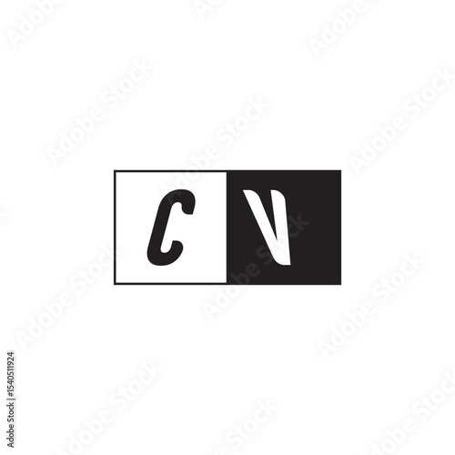 Monogram Logo Design Unique Simple Bold CV Initial Alphabet Vector Alphabet