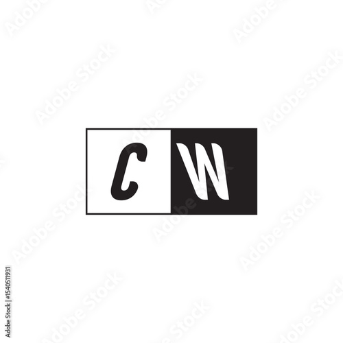 Monogram Logo Design Unique Simple Bold CW Initial Alphabet Vector Alphabet