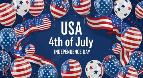 Celebrating America's Independence Day 4th of July Balloons and Flags