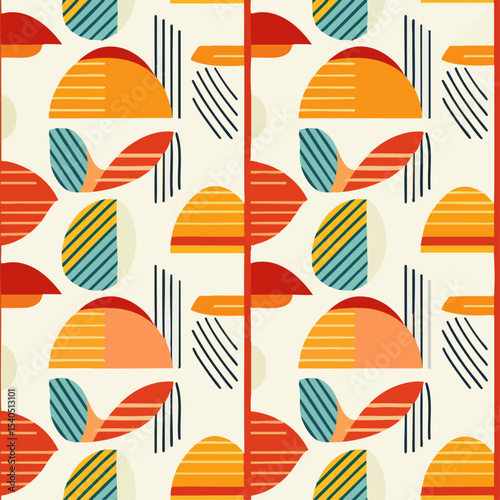simple illustration on white background; isolated mid century modern; repeating pattern