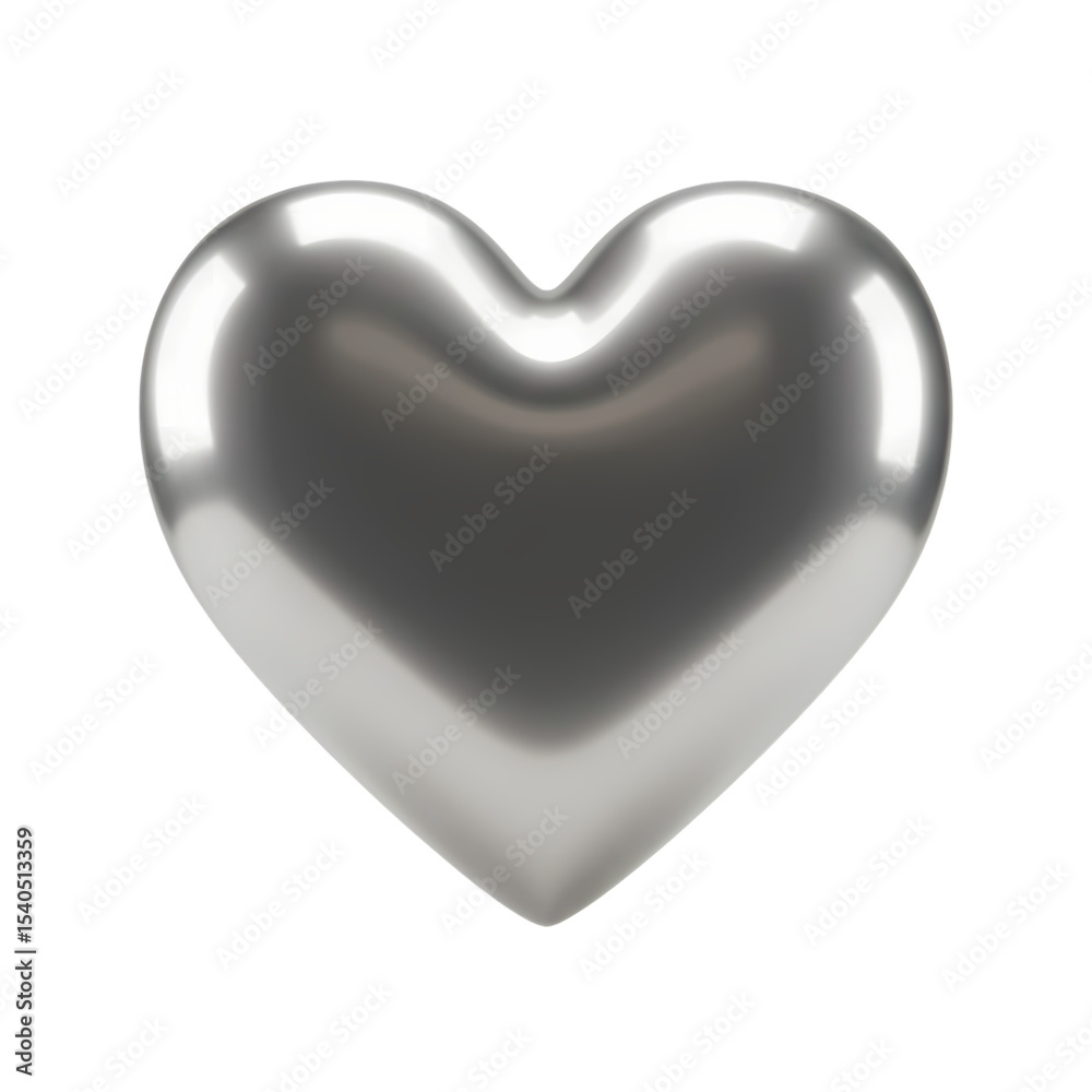 Polished Silver Heart A 3D Render of a Shiny Metallic Heart Shape isolated on transparent bacckground Polished Silver Heart A 3D Render of a Shiny Metallic Heart Shape isolated on transparent bacckground