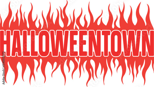 Fiery Halloween Town Spooky Season Design Elements